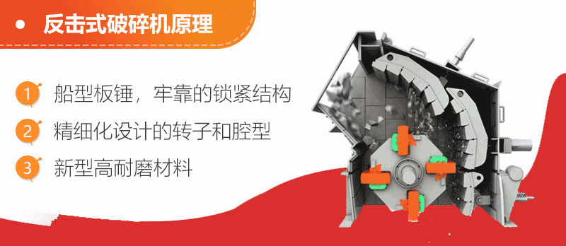 反擊式破碎機(jī)：進(jìn)料粒度：0-700mm 生產(chǎn)能力：70-400噸/時(shí) 進(jìn)料口尺寸：730-2030mm